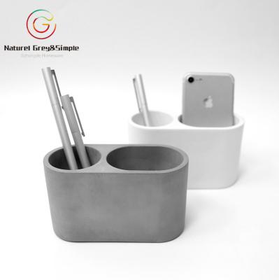 China Pen Holder Welcome OEM/ODM Cement Gray White Desk Mobile Phone Natural Concrete Pen Holder for sale