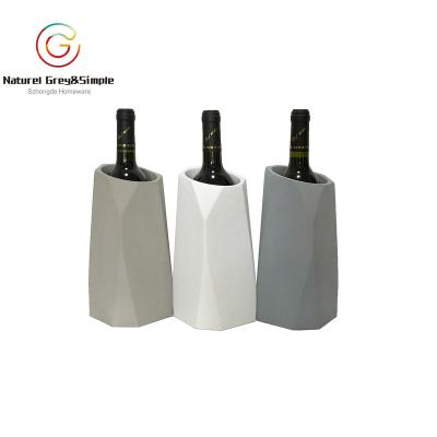 China Viable Creative Colorful Geometry Wine Rack Ornamental Concrete Wine Bottle Holders for sale