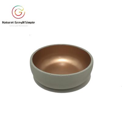 China Sustainable Gray Concrete Copper Rose Gold Paint Fruit Bowl Natural Gold Plated Cement Concrete Bowl for sale