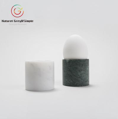 China Sustainable Natural White Green Marble Egg Cup Container Holder for sale