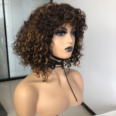 China Hot Sale Wholesale Curly Short Virgin Curly BOB Wig Lace Frontal Bob Curly Cuticle Aligned Lace Front Hair Wigs For Black Women for sale