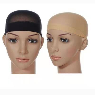 China Pol Yester Material Wig Caps For Making Wigs Large Mesh Dome Cap Wholesale Weaving Elastic Band Cap Beige Black Breathable Material for sale