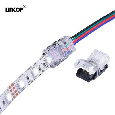 China 5v 12v 24v 4 pin Led Strip Connector Soldador gratuito para luces de banda RGB de 8 mm y 10 mm en venta