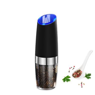 China Menu Bottle Salt and Pepper Grinder Viable Acrylic Pepper Mill with Ceramic Gravity Electric Pepper Grinder for sale