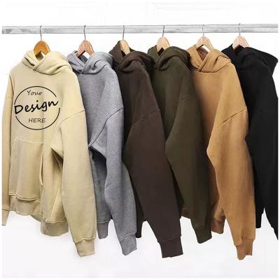 China Anti-pilling OEM Wholesale High Quality  Cotton Street Wear Pullover Hoodie Oversized Thick Fashionable  Men Blank Heavy Hoodie No Drawstring for sale