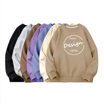 China Breathable wholesale  design logo  fleece  blank luxury sports drop shoulder custom sweatshirt pure color  fashion women crew neck hoodie for sale