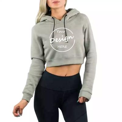 China Anti-pilling Wholesale Blank OEM Crop Top Screen Print Hooded Sweatshirt Ladies French Terry Embroidery Fashion Sports Pullover Hoodies Women for sale