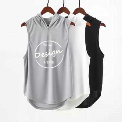 China Anti-pilling Custom Blank Gym Wholesale Embroidery Sleeveless Hoodies Men Pullover Cotton High Quality Printing Sleeveless Hoodie Polyester for sale