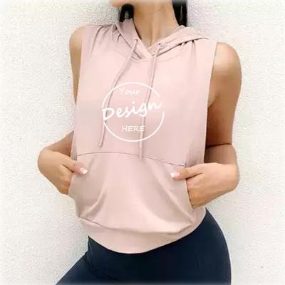 China Anti-pilling Custom Blank Printing Workout Women Sleeveless Hoodies Cotton Wholesale Ladies Gym Sleeveless Pullover Hoodie Jumpers Polyester for sale