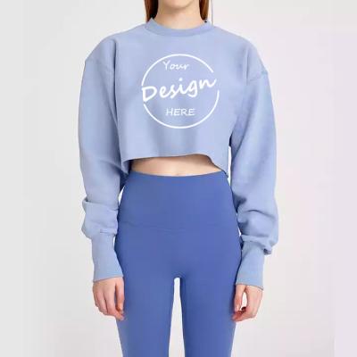 China Anti-pilling Custom Wholesale Blank Fleece Cotton Long Sleeves Print Ladies Pullover Jumpers Embroidery Women Crop Top Crewneck Sweatshirts for sale