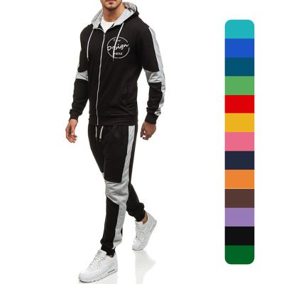 China Anti-pilling Custom Logo Puff Print Blank Mens Hoodie Jacket Sweatsuit Set Cotton Casual Multi Size Gym Jacket Tracksuit Sweatpants Set Men for sale