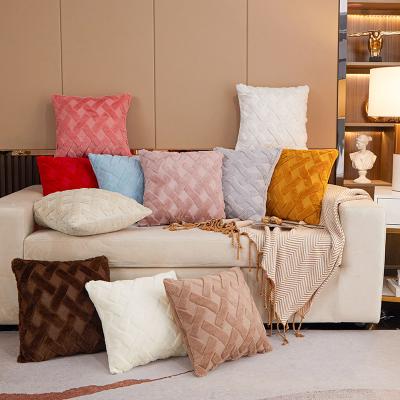 China Nordic Geometry Posh Soft Folded Plush Pillow Case for sale