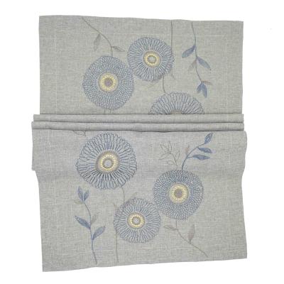 China Durable Elegant Embroidered Canvas Table Runner For Table Party Wedding Table Home Decoration for sale