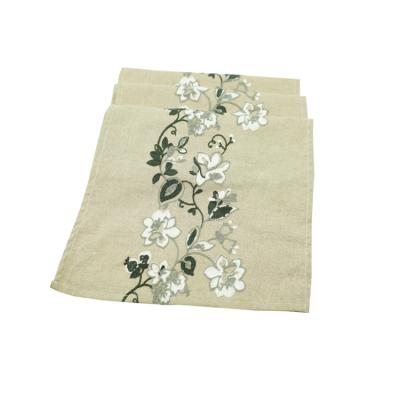 China Floral Embroidered Eco-Friendly Cotton Dining Table Runner 16 x 83 inches (40 x 210 cm) (White and Black Florals) for sale