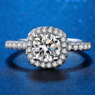 China Radiant cut sterling silver moissanite diamond wedding ring jewelry savory gold moissanite ring engagement ring wholesale CLASSIC for sale