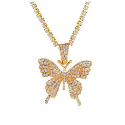 China Wholesale Diamond Necklace Butterfly Set Jewelry Set Jewelry Hiphop Gold Female Initial Necklace for sale