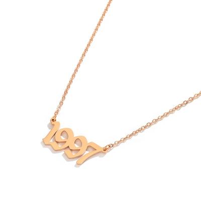 China Vintage Birthday Gift Anniversary Necklace Personality Number Necklace Stainless Steel Couples Special Couples Necklace for sale