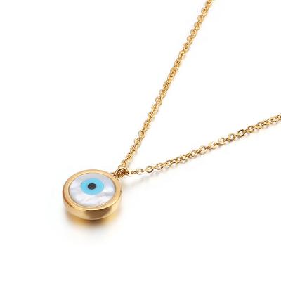 China Fashion CLASSIC Gold Plated Evil Eye Necklace Stainless Steel Turkish Blue Evil Eye Pendant Necklace For Women Jewelry for sale