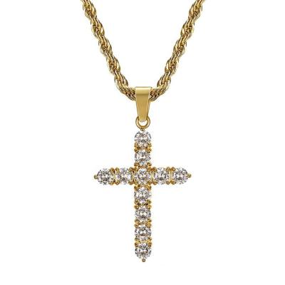 China Dubai Casual/Sporty Diamond Necklace Simple Design Gold Cross Pendant Necklace Gold Plated Necklace For Men For Men for sale