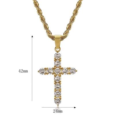 China Gold Casual/Sporty Thick Cross Chain 18k Stainless Steel Diamond 316l Necklace Fashion Pendant Necklace For Girls for sale