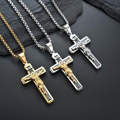 China Wholesale CLASSIC Hot Fashion Factory Simple Cross Pendant Stainless Steel Necklace Christian Accessories for sale