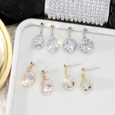 China CLASSIC CZ Wholesale CLASSIC CZ Zircon Earrings Wholesale 24k Gold Jewelery Gemstone Earrings Pear Shape Saudi Arabia Jewelry Drop Earrings for sale