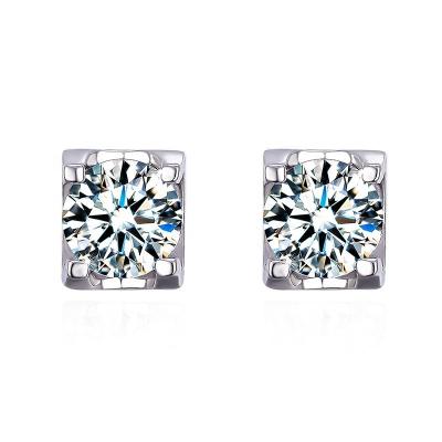 China New fashion CLASSIC 925 sterling silver lab earrings moissanite gold plated stunning white diamond stud earrings wholesale price for sale