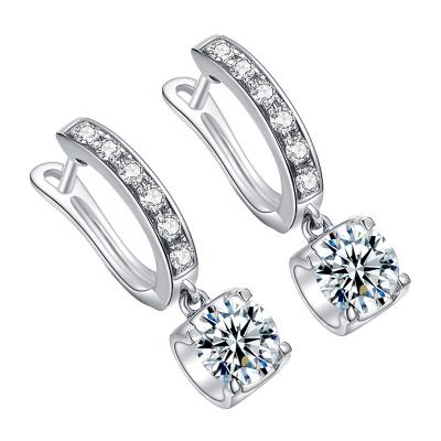 China CLASSIC High Quality Luxury Perfect Cut Jewelry Diamond Drop Earrings 18k White Gold Ladies Gemstone 0.5ct1ct Moissanite Earrings for sale