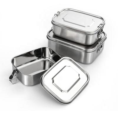 China Folding 1200ml 18/8 Stainless Steel Bento Lunch Box With Compartments Stainless Steel Lid for sale