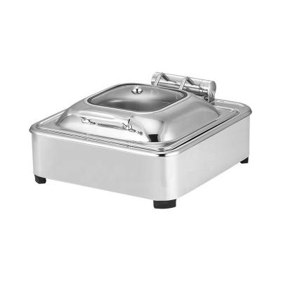 China hotel & Restaurant Serving Chafing Dish Stainless Steel Food Warmers Adjust Teasing Dishes Shake With Hydraulic Slow Down Window Cover for sale