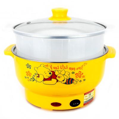 China Multiple Cooking Pot 1.6L Mini Electric Universal Hot Pot Cooker with Temperature Control and Plastic Steamer for Quick Cooking for sale