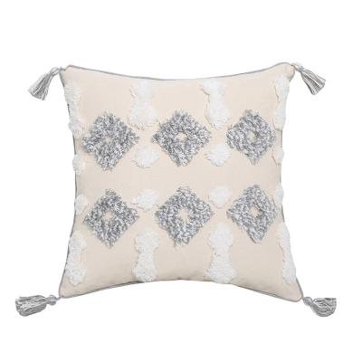 China Antiskid Geometric Pattern Tufted Pillow Cover With Tassel Home Decor Cushion Cover High Quality Wholesale for sale