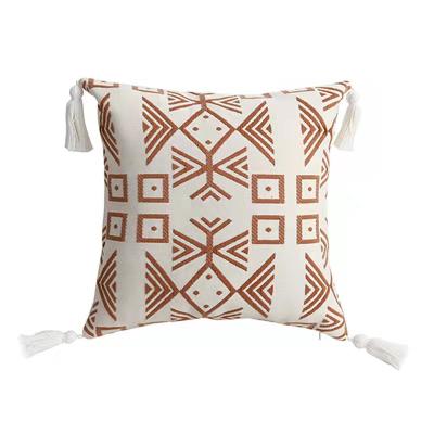 China Factory Supply Decor Pattern Wholesale Soft Geometric Abstract Decorative Pillow Cover Home Cushion Cover With Tassel for sale