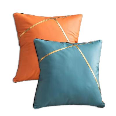 China Luxury waterproof patchwork gold PU rest cushion pillow hot sale modern home decor wholesale decorative pillow for sale