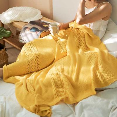 China Lightweight Breathable Vintage Hollow Out Designer Throw Bed Blanket Sofa Knit Blanket Home Decor Decorative Soft Wholesale Knit Blanket for sale