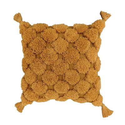 China Decorative pillow 350g high expectation cotton throw cotton tuft home decor pillow filling custom tassel cushion for sale