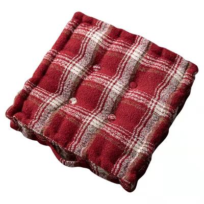 China Thicker Red Vintage Button Plaid Button Cushion Winter Festival Home Winter Festival Chair Pad With Handle 10cm Thick Square Cushion for sale