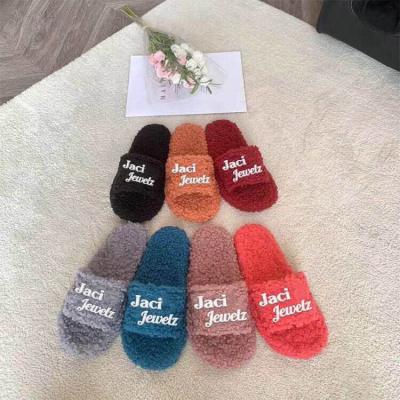 China Fashion trend custom logo fur slide fox fur indoor indoor outdoor slippers real slides sandals for women for sale