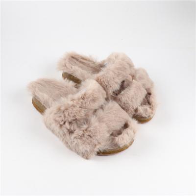 China Fashion Trend Bedroom Slippers For Women Outdoor Open Toe Wedge Sandals Anti-Skid Comfy Fuzzy Indoor Fluffy Hairy Fur for sale