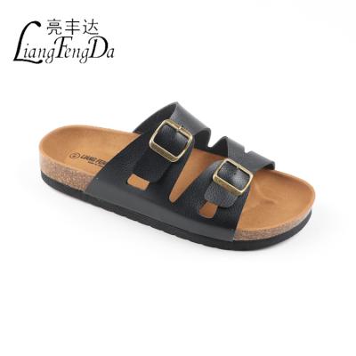 China Custom Designer High Quality Outdoor Casual Sandals Fashion Trend Logo Flat Cork Sole Men Slippers PVC For Men for sale