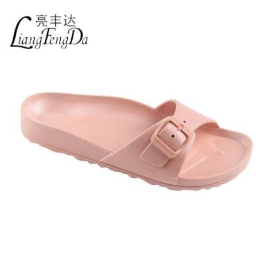 China Fashion Trend Wholesale Cheap Open Toe Flat Women's Spa Slippers With Buckle Bedroom Ladies Soft Indoor Sandals for sale