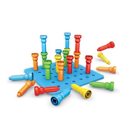 China Construction Toy Educational Toy Peg Board Toddler Stacking Toys Color Sorting Learning Games for sale