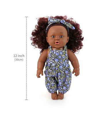 China Real American soft factory production infant baby toys children 35cm black silicon girl doll for sale