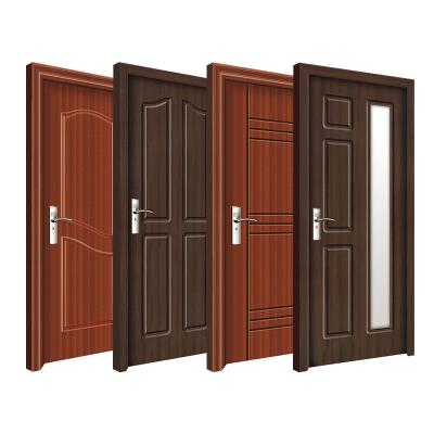 China Sound Insulation Wholesale Interior Wooden Door with Glass Modern Design Bedroom PVC Door for Bathroom for sale