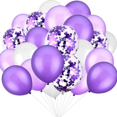 China Disposable Purple And White Wedding Themed Decorations Party Baby Shower Birthday Balloons for sale