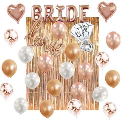 China Art Rose Gold Folk Bride To Be Diamond Balloon Bridal Shower Decorations Set for sale