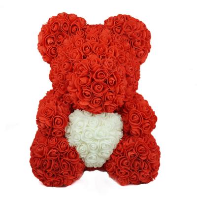 China Cute Handmade Teddy Rose Flower Bear With Boxes Valentine Day Birthday Decorations Artificial Wedding Foam 40cm Eco-friendly for sale