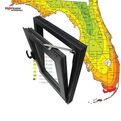 China Folding Screen Horicane Windows Florida Miami-Dade Hurricane Approved Aluminum Tilt And Turn Impact Windows for sale