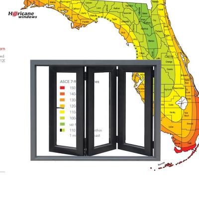 China New Design Screen Florida Bifold Folding Screen Windows Anti Impact Folding Hurricane Rated Glass Window for sale