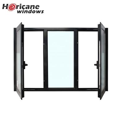 China NFRC AS2047 Standard Custom Size 3 Pane Double Folding Aluminum Casement Windows for sale